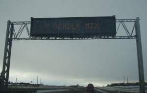 a deadly mix road sign