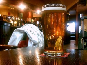 pint of beer in a pub