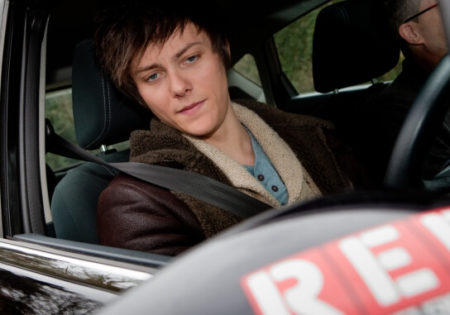 Tyger Drew driving RED car