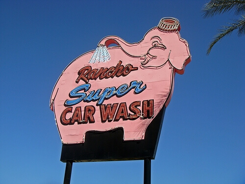Rancho super car wash sign
