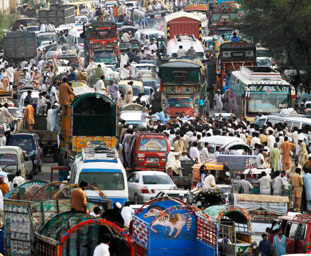 Traffic jam in Pakistan