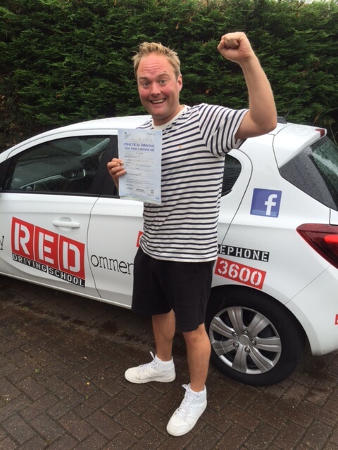 Soccer Am presenter, Tubes, passes driving test