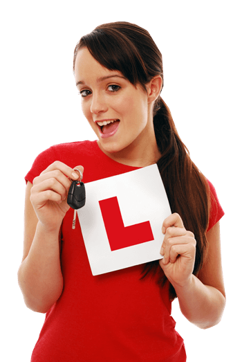 woman holding L Plate and car key